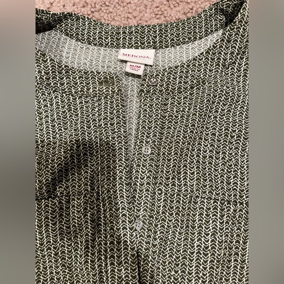 MERONA Chinese Collared Chevron Olive Green Dress - Picture 3 of 9